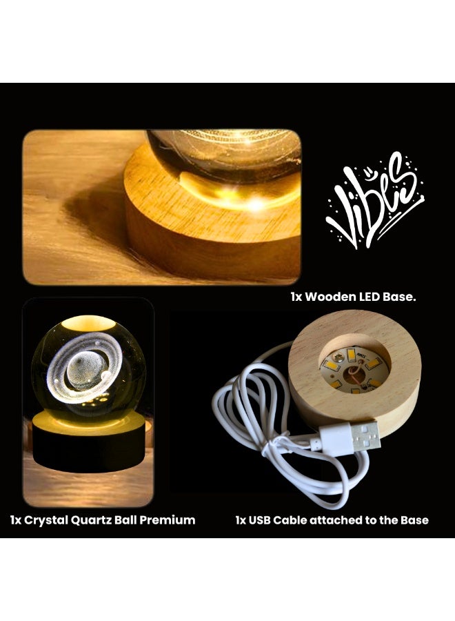 3D Galaxy Crystal Ball with LED Stand – 60mm Glass Space Sphere Night Light - Image 2